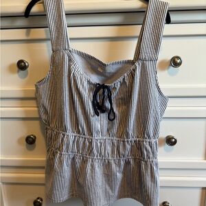 Seersucker Stripe Modern Peplum Tank Top